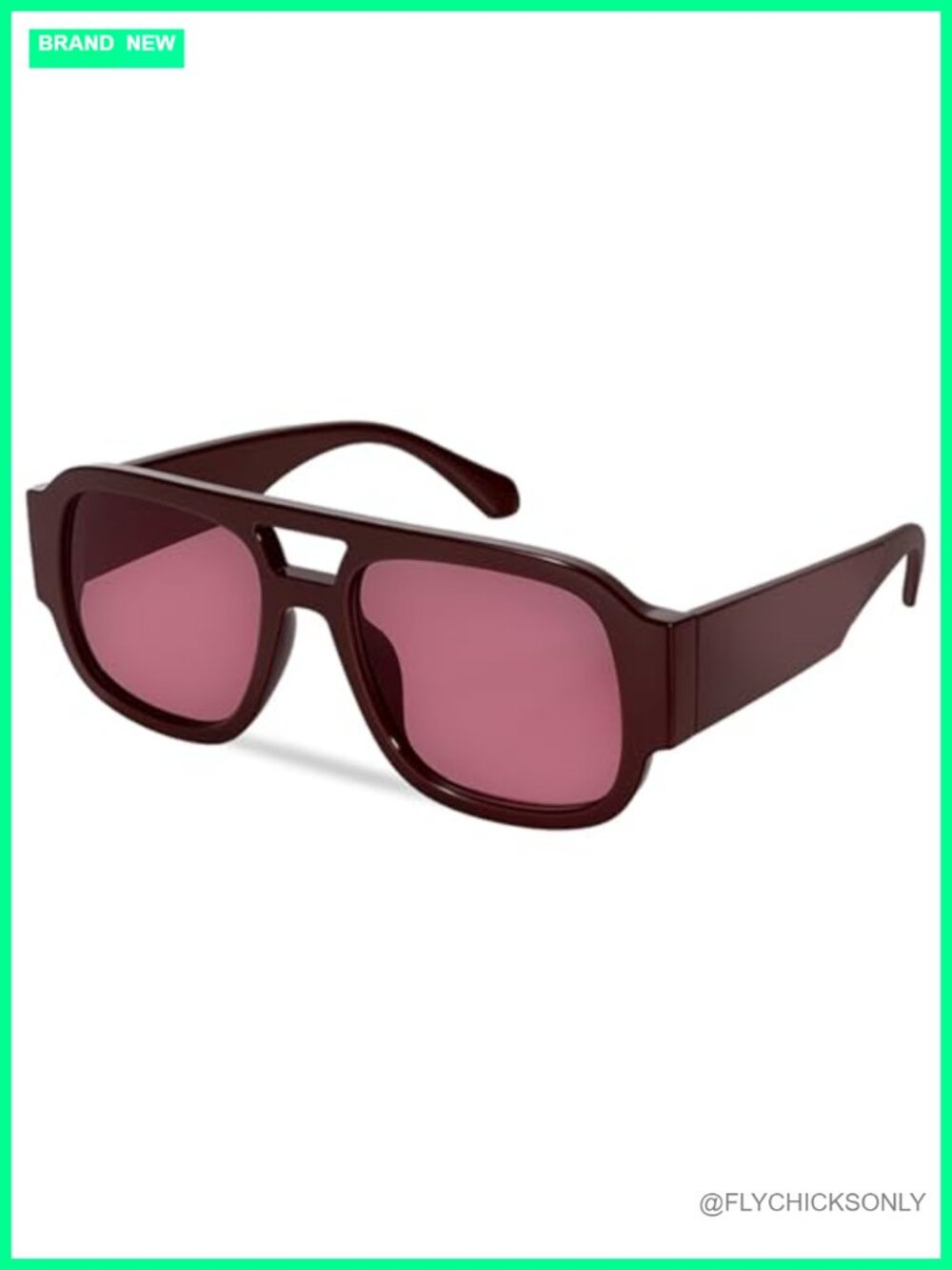 Oversized Square Aviator Sunglasses Chunky Frame Retro 70s Unisex